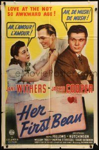 9y389 HER FIRST BEAU 1sh '41 Jane Withers, Jackie Cooper, love at the not so awkward age!