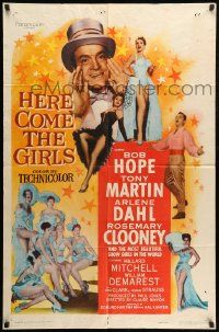 9y392 HERE COME THE GIRLS 1sh '53 Bob Hope, Tony Martin & most beautiful showgirls!