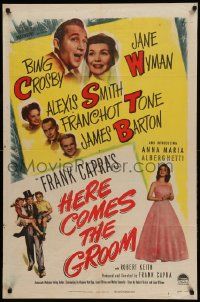 9y393 HERE COMES THE GROOM 1sh '51 Bing Crosby, Jane Wyman, Alexis Smith, Frank Capra