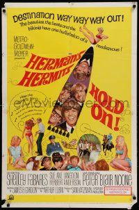 9y402 HOLD ON 1sh '66 rock & roll, great image of Herman's Hermits, Shelley Fabares!