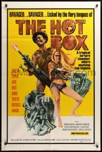 9y408 HOT BOX 1sh '72 ravaged savaged sexy babes fight back with their guns and their bodies!