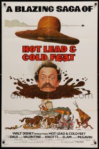 9y409 HOT LEAD & COLD FEET 1sh '78 Disney, wacky art of Don Knotts in mud from the neck down!