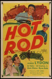 9y411 HOT ROD 1sh '50 Jimmy Lydon, cool hot rod car racing police chase artwork!