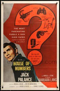 9y413 HOUSE OF NUMBERS 1sh '57 Jack Palance, Barbara Lang, most fascinating puzzle ever!