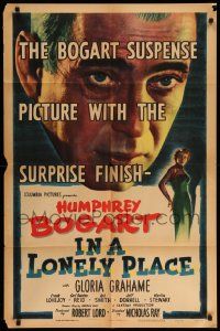 9y431 IN A LONELY PLACE 1sh '50 best c/u of Humphrey Bogart & sexy Gloria Grahame, Nicholas Ray!