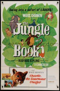 9y463 JUNGLE BOOK/CHARLIE THE LONESOME COUGAR 1sh '67 Disney's classic safari of laughs!