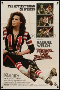 9y468 KANSAS CITY BOMBER 1sh '72 sexy Raquel Welch, the hottest thing on wheels!