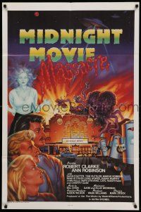9y562 MIDNIGHT MOVIE MASSACRE 1sh '88 wacky sci-fi monster artwork by Joel Andrews!