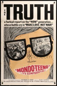 9y571 MONDO TEENO 1sh '67 truth about the NOW generation, make love-not war, Teenage Rebellion!