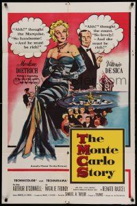 9y577 MONTE CARLO STORY 1sh '57 Dietrich, Vittorio De Sica, high stakes, low cut gowns!