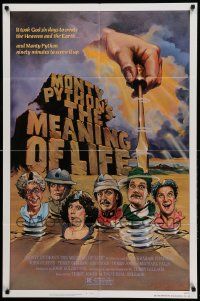 9y579 MONTY PYTHON'S THE MEANING OF LIFE 1sh '83 Garland artwork of the screwy Monty Python cast!