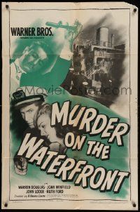 9y590 MURDER ON THE WATERFRONT 1sh '43 Warren Douglas, Joan Winfield, naval thriller!