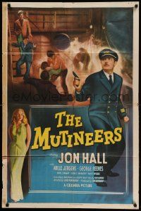 9y592 MUTINEERS 1sh '49 Jon Hall & blonde pirate Adele Jergens, there was mutiny & murder!