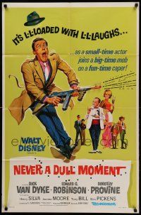 9y612 NEVER A DULL MOMENT style B 1sh '68 Disney, Dick Van Dyke, Edward G. Robinson, Provine