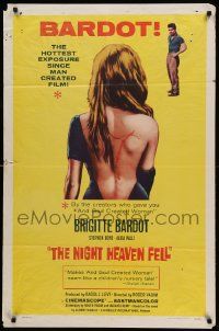 9y621 NIGHT HEAVEN FELL 1sh '58 Bardot makes And God Created Woman seem like a nursery tale!
