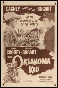 9y629 OKLAHOMA KID 1sh R56 James Cagney & Humphrey Bogart in the bloodiest feud of the West!