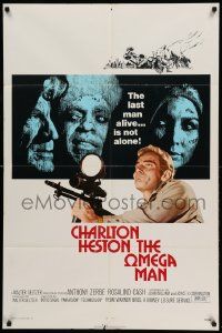 9y632 OMEGA MAN 1sh '71 Charlton Heston is the last man alive & he's not alone, I Am Legend!