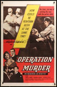 9y641 OPERATION MURDER 1sh '57 Dr. Tom Conway is accused of operating & killing at the same time!
