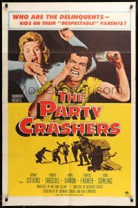 9y650 PARTY CRASHERS 1sh '58 Frances Farmer, who are the delinquents, kids or their parents?