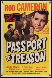 9y651 PASSPORT TO TREASON 1sh '56 Rod Cameron, Lois Maxwell, he used the law of brutal men!