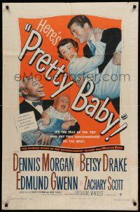 9y668 PRETTY BABY 1sh '50 Dennis Morgan, Betsy Drake, the tot who put honeymooners on the spot!