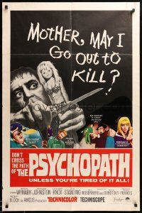 9y678 PSYCHOPATH 1sh '66 Robert Bloch, wild image, Mother, may I go out to kill?