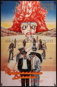 9y686 RADIOACTIVE DREAMS style B 1sh '85 art of detectives in front of bizarre road by Ron Kriss!