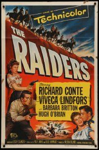 9y688 RAIDERS 1sh '52 Richard Conte & Viveca Lindfors in the last furious days of gold mine wars!