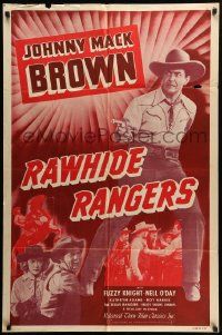 9y697 RAWHIDE RANGERS 1sh R48 Texas Rangers, cool western cowboy Johnny Mack Brown!