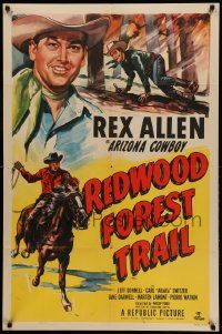 9y703 REDWOOD FOREST TRAIL 1sh '50 cool close up art of Arizona Cowboy Rex Allen!