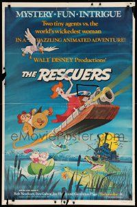 9y705 RESCUERS 1sh '77 Disney mouse mystery adventure cartoon from depths of Devil's Bayou!