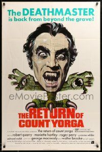 9y706 RETURN OF COUNT YORGA 1sh '71 Robert Quarry, AIP vampires, wild monster art!