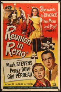 9y709 REUNION IN RENO 1sh '51 Mark Stevens, Peggy Dow, she wants to divorce her mom & pop!