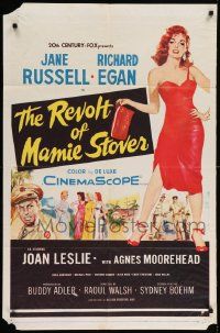 9y710 REVOLT OF MAMIE STOVER 1sh '56 full-length artwork of super sexy Jane Russell!