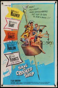 9y723 SAIL A CROOKED SHIP 1sh '61 Robert Wagner & Ernie Kovacks with sexy girls on ship mast!