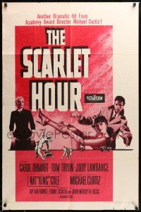 9y741 SCARLET HOUR 1sh '56 Michael Curtiz directed, sexy Carol Ohmart showing her leg, Tom Tryon!