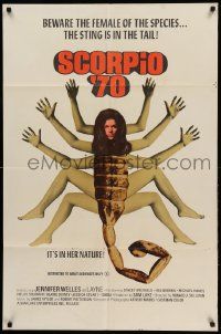 9y742 SCORPIO '70 1sh '70 Henri Pachard, Jennifer Welles, wild female scorpion image!