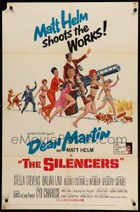9y778 SILENCERS 1sh '66 outrageous sexy phallic art of Dean Martin & Slaygirls by Brian Bysouth!