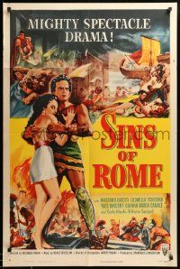 9y782 SINS OF ROME 1sh '54 Massimo Girotti, mighty Italian spectacle!