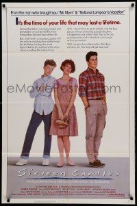 9y784 SIXTEEN CANDLES 1sh '84 Molly Ringwald, Anthony Michael Hall, directed by John Hughes!