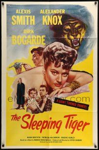 9y791 SLEEPING TIGER 1sh '54 Joseph Losey, sexy Alexis Smith is a saint turned sinner!