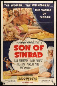 9y800 SON OF SINBAD 1sh '55 Howard Hughes, great art of super sexy harem women!