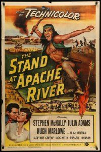 9y810 STAND AT APACHE RIVER 1sh '53 a raging wave of Apache terror sweeps across Arizona!