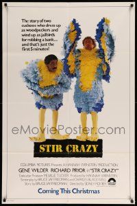 9y825 STIR CRAZY advance 1sh '80 Gene Wilder & Richard Pryor in chicken suits, Sidney Poitier!