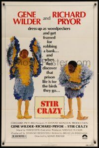 9y824 STIR CRAZY 1sh '80 Gene Wilder & Richard Pryor in chicken suits, directed by Sidney Poitier!
