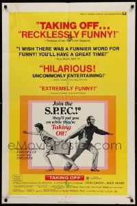 9y865 TAKING OFF 1sh '71 Milos Forman's first American movie, wacky art by Bacha!