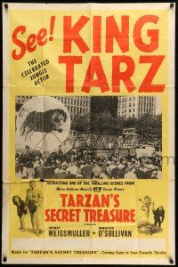 9y873 TARZAN'S SECRET TREASURE advance 1sh '41 King Tarz the lion toured the country, ultra rare!