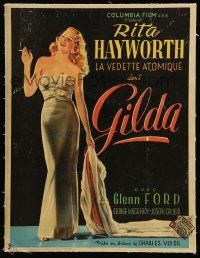 9z023 GILDA linen 16x20 Dutch commercial poster '80s Hayworth in sheath dress from Belgian poster!