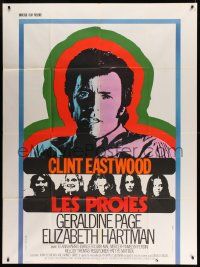 9z751 BEGUILED French 1p '71 different close up of Clint Eastwood with colorful outline!