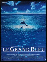 9z753 BIG BLUE French 1p '88 Luc Besson's Le Grand Bleu, cool image dolphin in ocean!